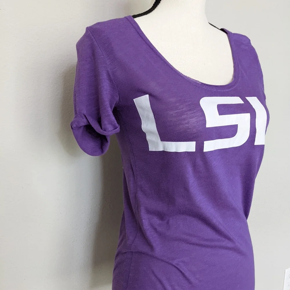VS PINK purple white and gold rhinestone LSU tigers varsity T-shirt size small - Picture 3 of 11